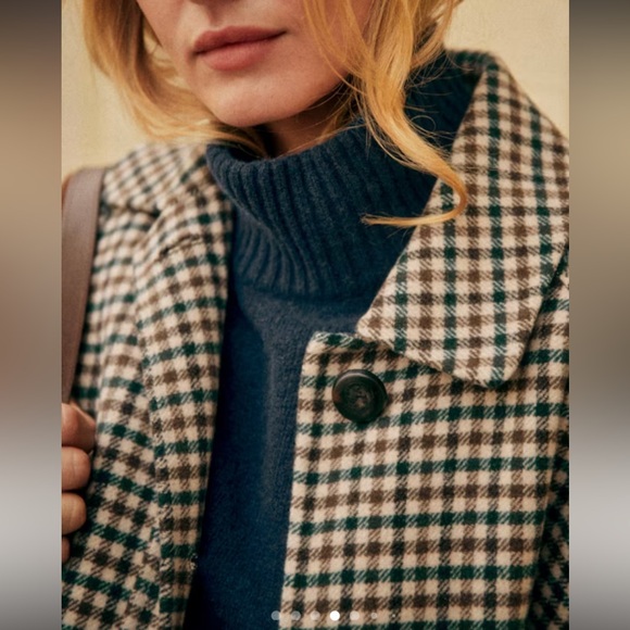 Sezane Clyde Wool Checkered Trench Coat - Picture 3 of 9